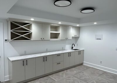 Basement bar recessed lighting and fixture installation in Chatham NJ