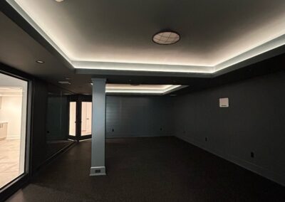 Basement tray ceiling LED lighting installation in Rockaway NJ