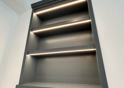 Custom built-in shelf LED lighting installation in Sparta NJ